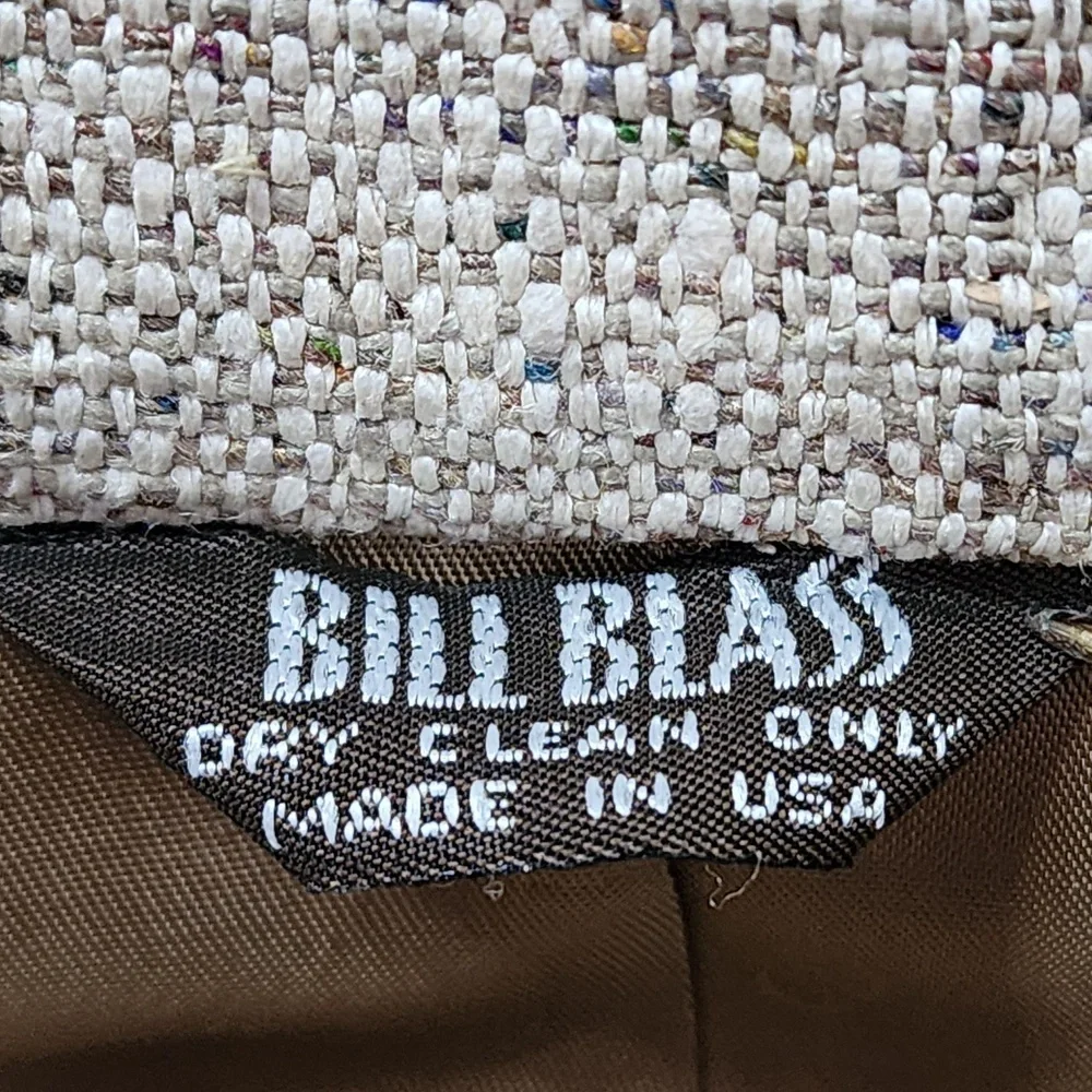 Bill Blass Sport Coat Mens Large Beige Silk Tweed Blazer Classic Fit USA